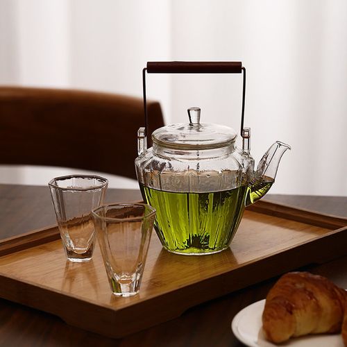 日式ins耐热玻璃茶壶花茶壶水果茶提壶家用泡茶壶下午茶茶具套装